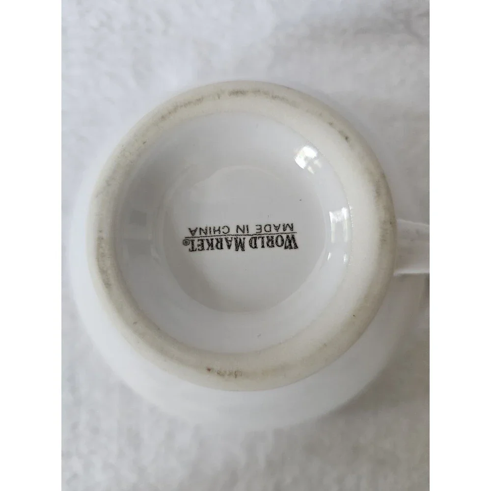 World Market White Tea For One Teapot Cup Set Infuser Ceramic Made In China